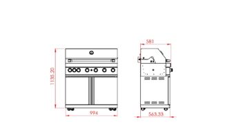 Free-standing gas grill with 6 burners and infrared system      