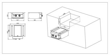 Myoutdoorkitchen Built-in - side burner with double plates line drawing