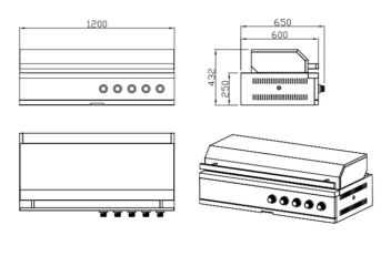 Nordic Line - Integrated gas grill (5 burners) - Stainless             