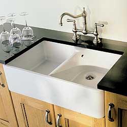 Farmhouse ceramic sink, double bowl, for 800mm wide cabinet, white  FHDBWH  